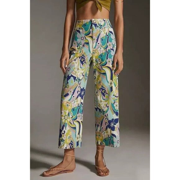 Maeve Pants - Maeve Anthropologie Womens Colette Pant Sz 29 Retro Floral Wide Leg High Waist